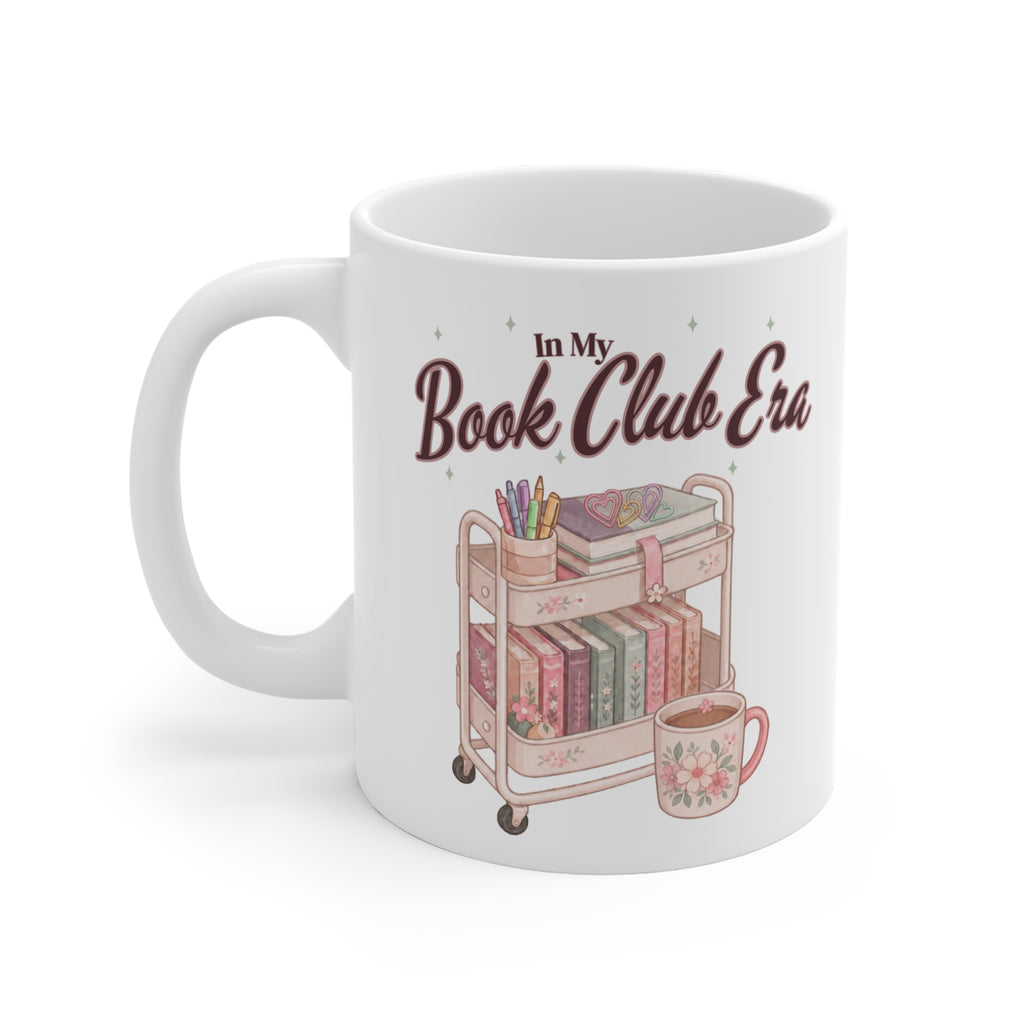 In My Book Club Era Mug | Book Cart Illustration, Cozy Reading Coffee Cup