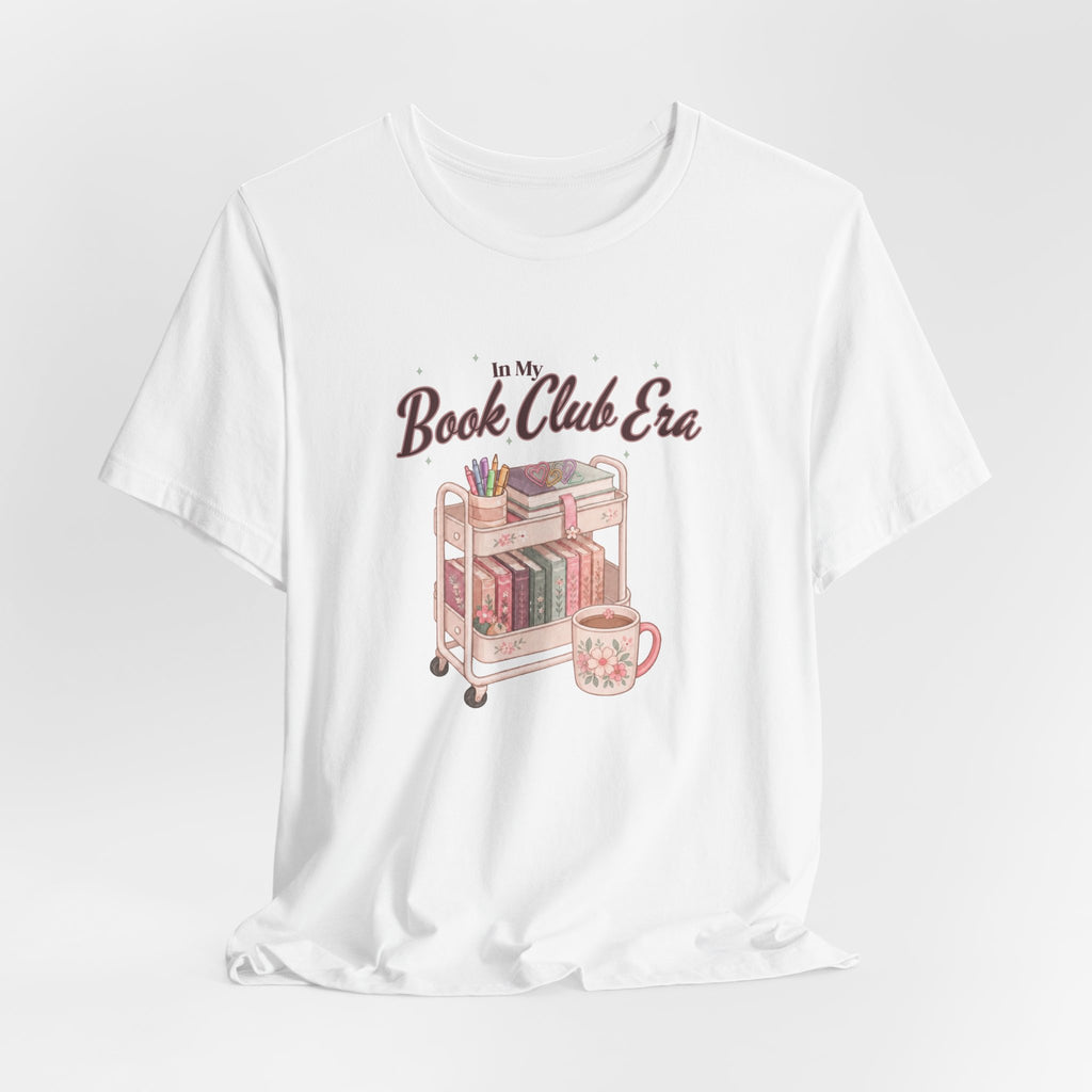 Book Club Tee - "In My Book Club Era" Cozy Reading T‑Shirt with Bookshelf & Mug Graphic