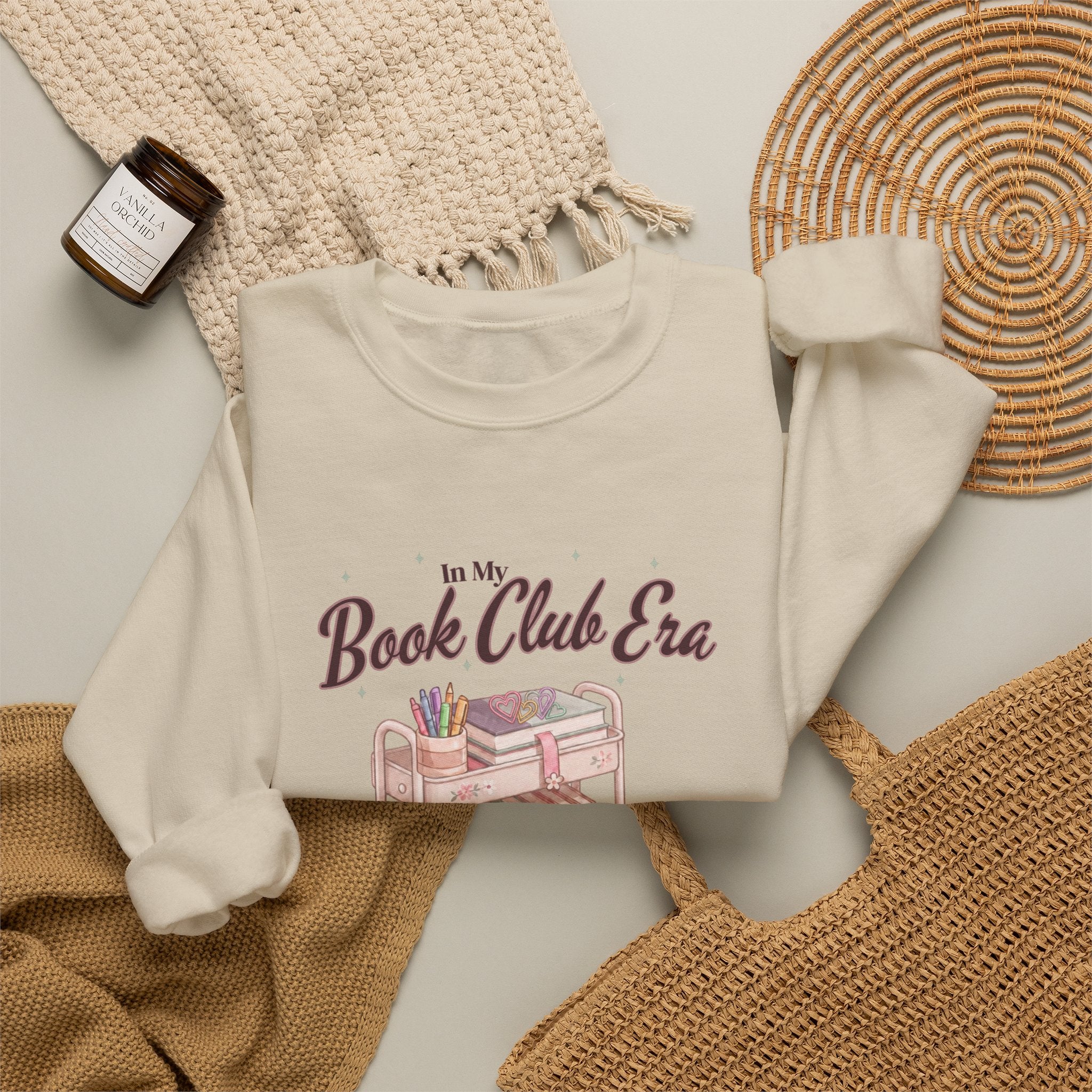 Book Club Era Sweatshirt | Cozy Reading Cart Illustration