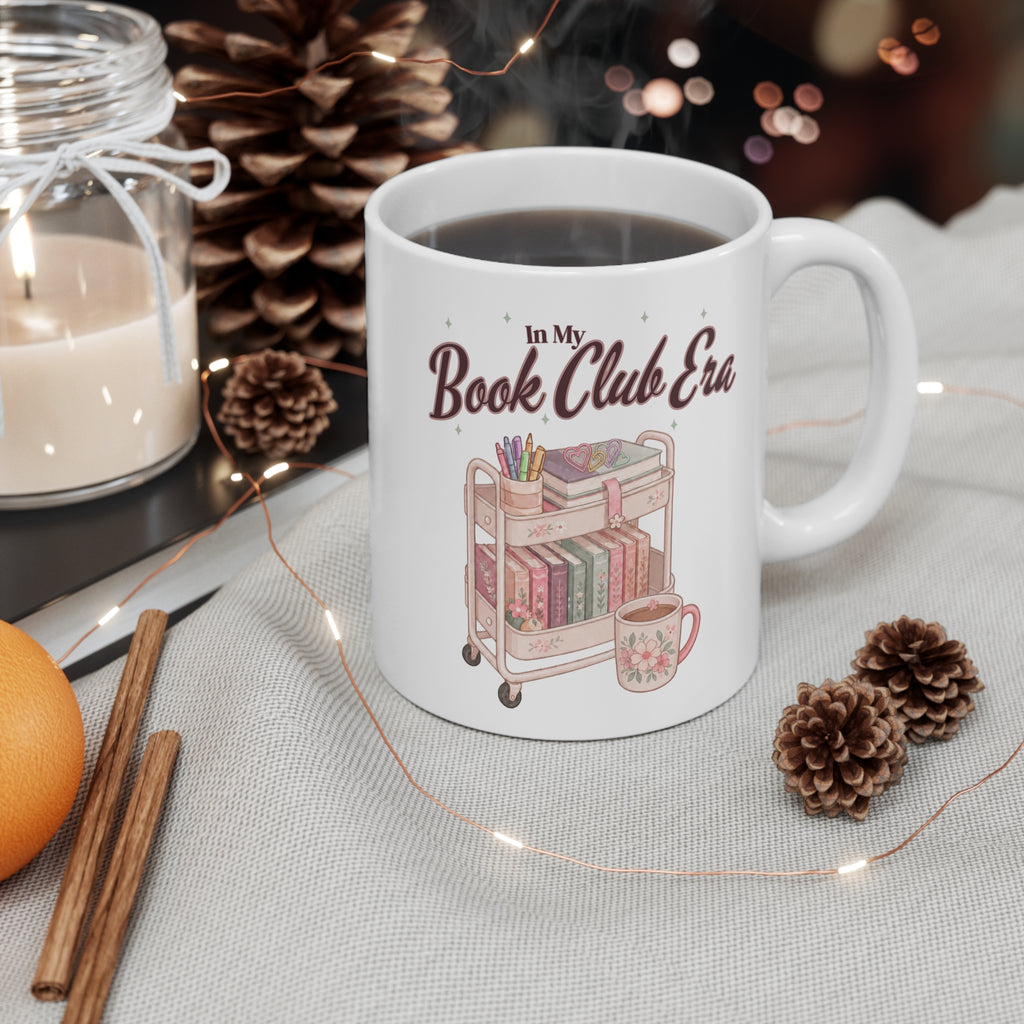In My Book Club Era Mug | Book Cart Illustration, Cozy Reading Coffee Cup