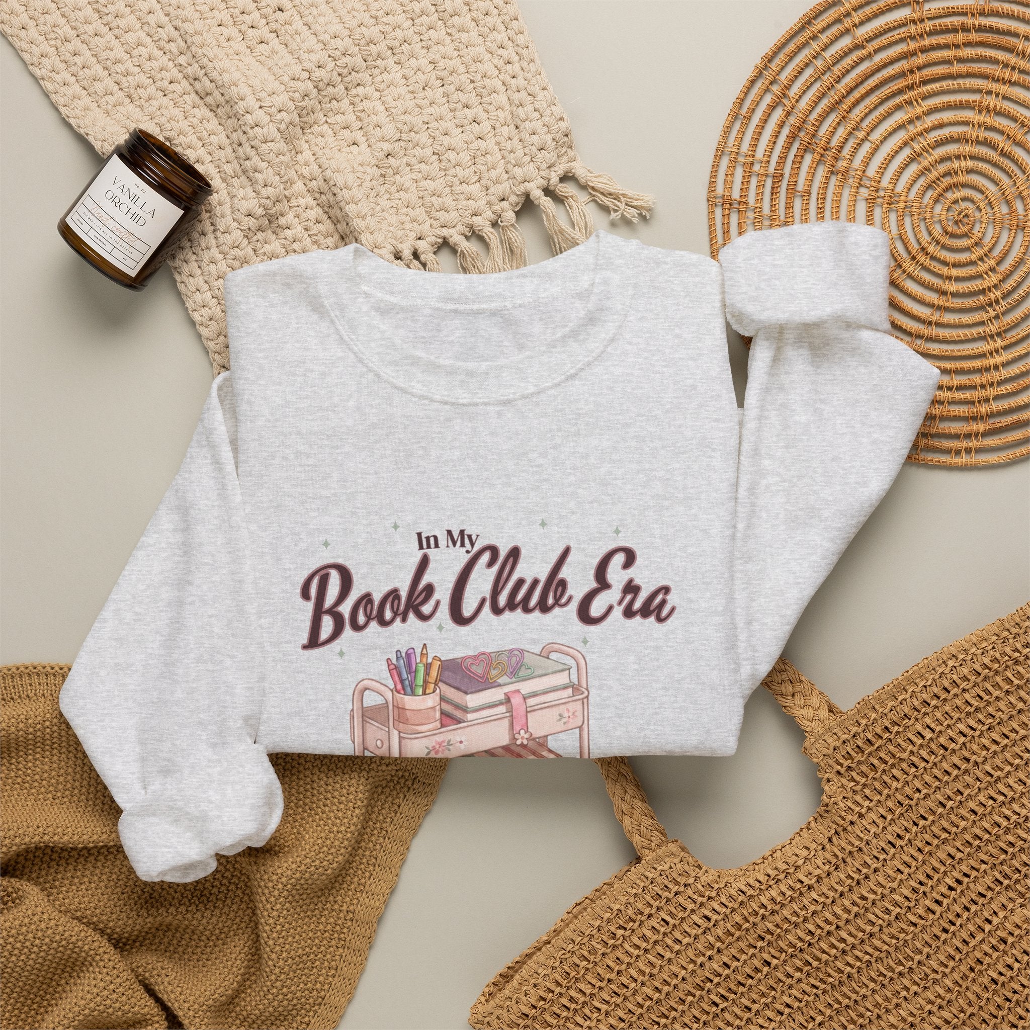 Book Club Era Sweatshirt | Cozy Reading Cart Illustration