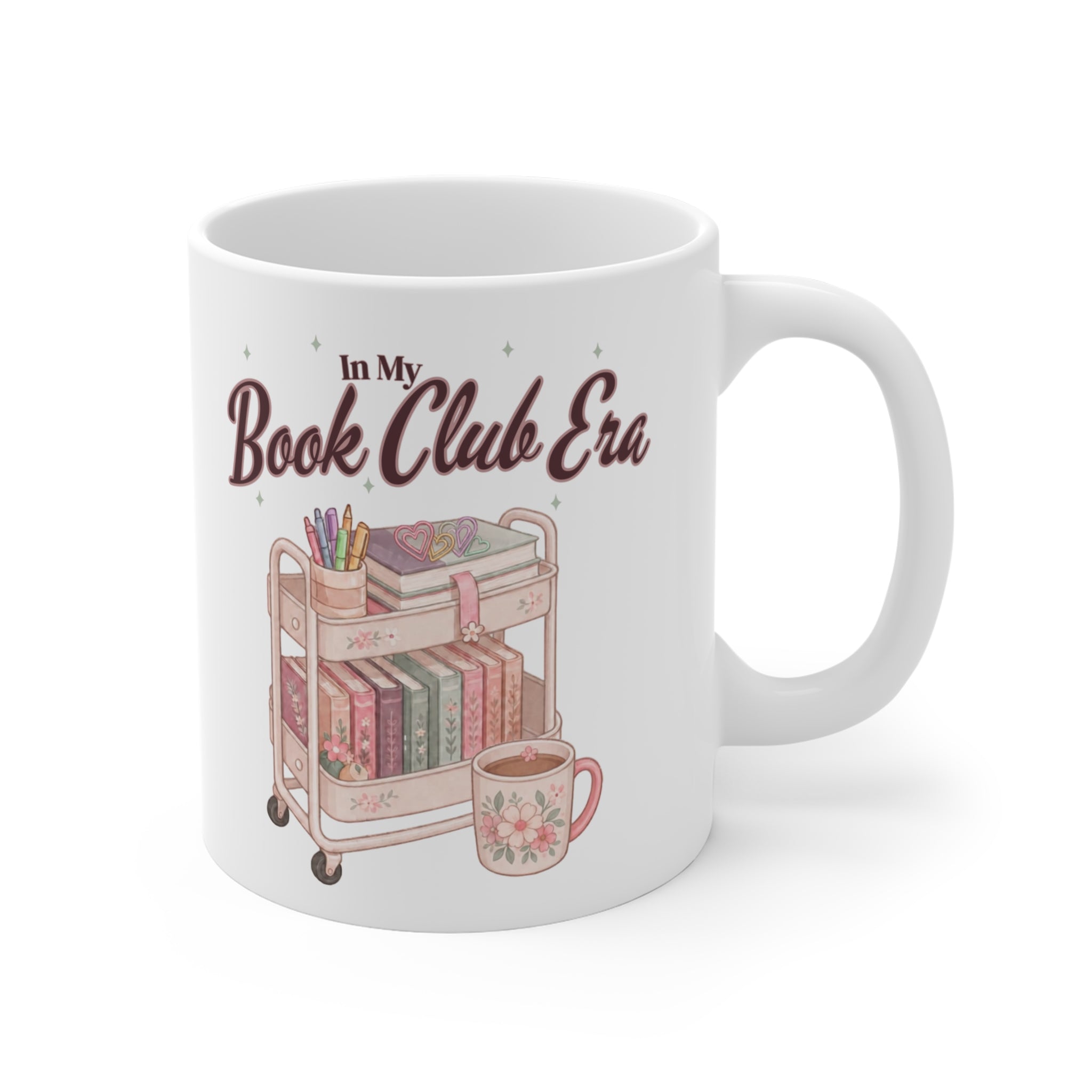 In My Book Club Era Mug | Book Cart Illustration, Cozy Reading Coffee Cup