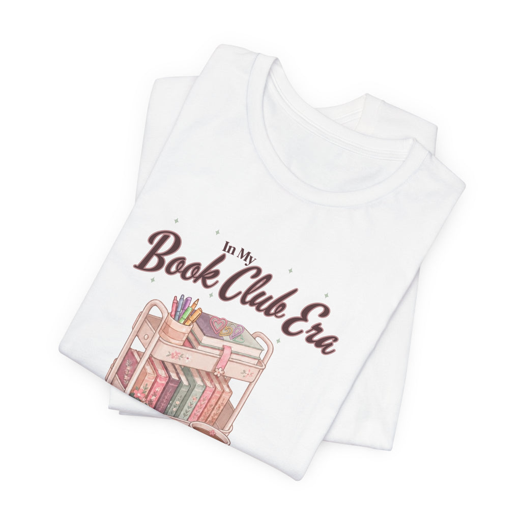 Book Club Tee - "In My Book Club Era" Cozy Reading T‑Shirt with Bookshelf & Mug Graphic