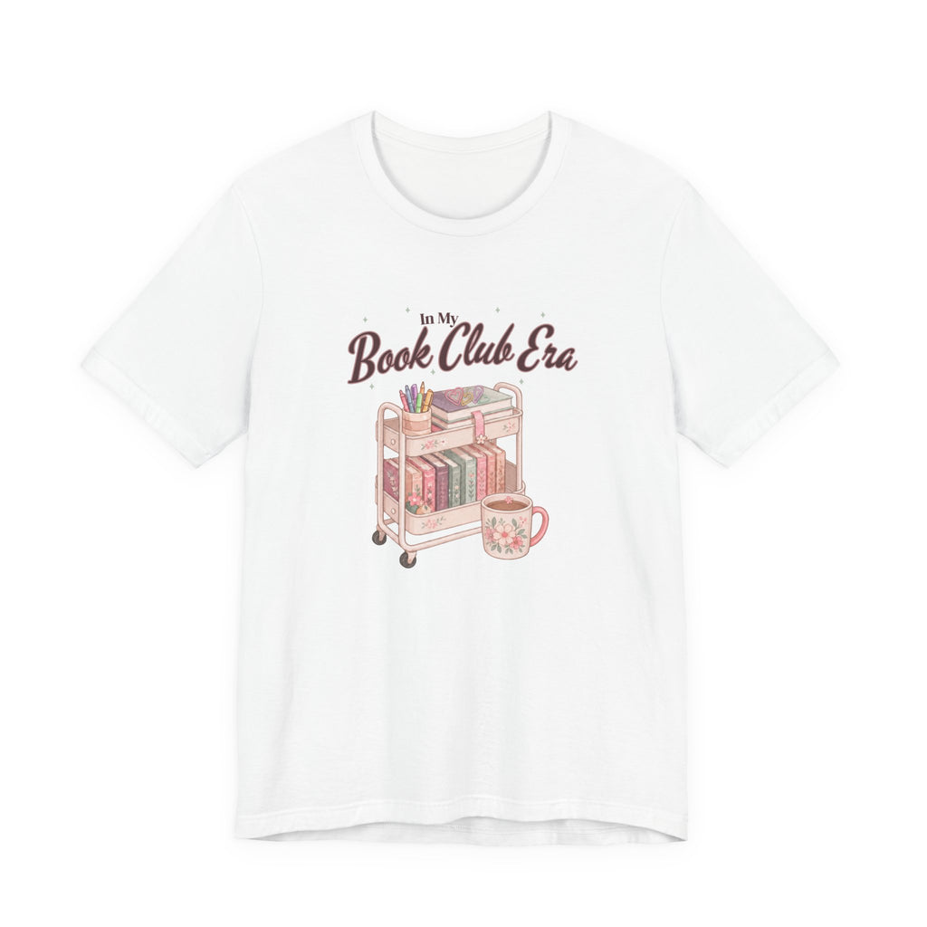Book Club Tee - "In My Book Club Era" Cozy Reading T‑Shirt with Bookshelf & Mug Graphic