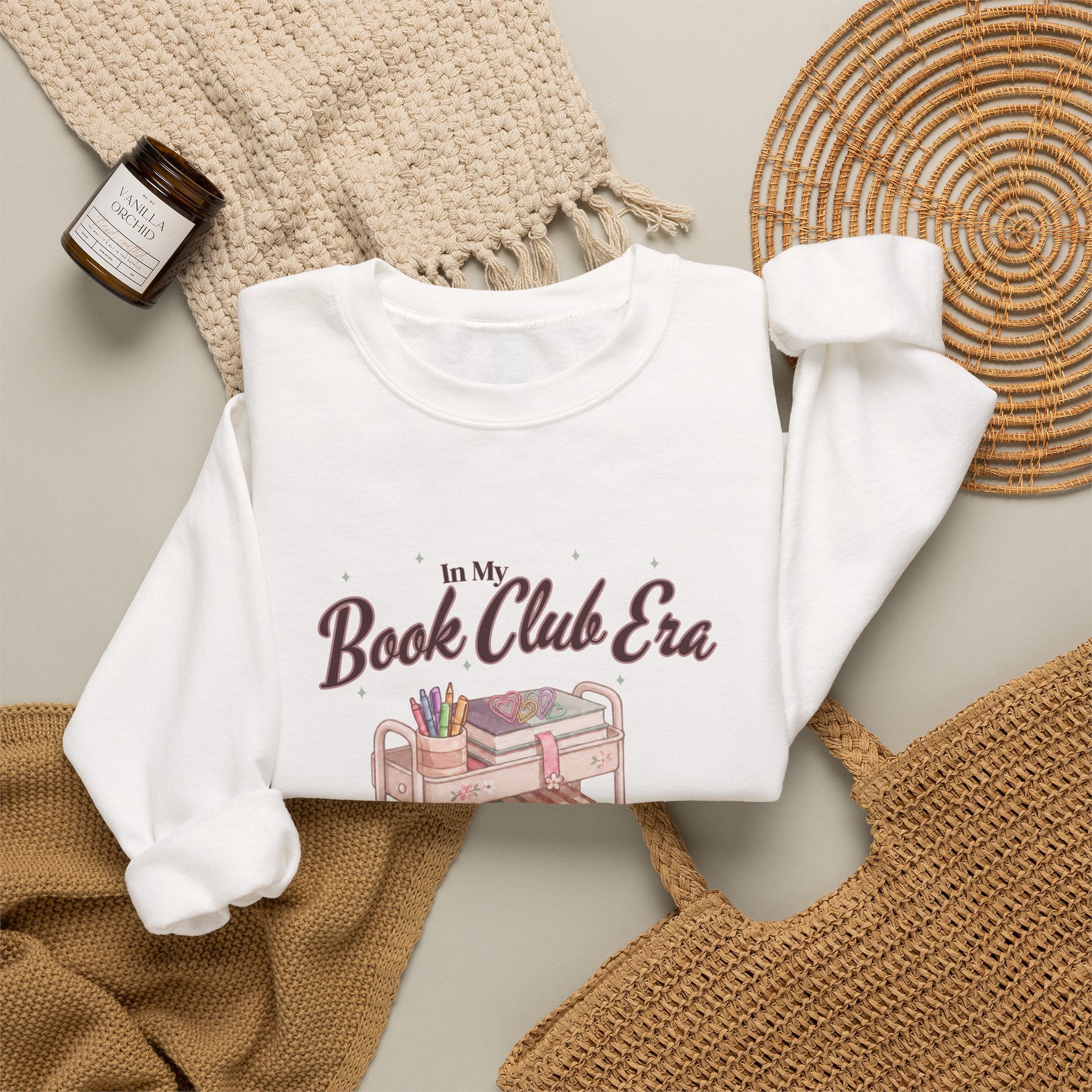 Book Club Era Sweatshirt | Cozy Reading Cart Illustration
