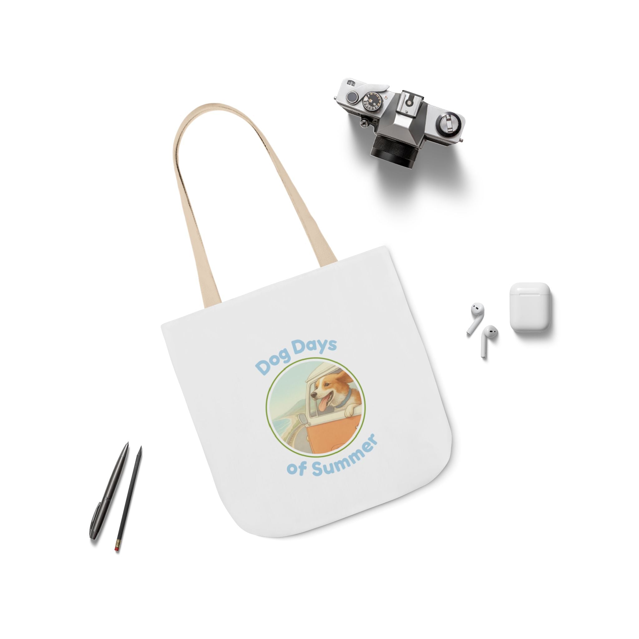 Tote Bag — "Dog Days of Summer" Retro Beach Dog Canvas Tote